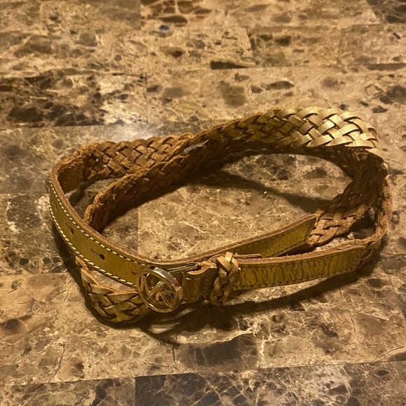 Michael Kors Woven Leather Belt with Gold Buckle - Picture 1 of 6